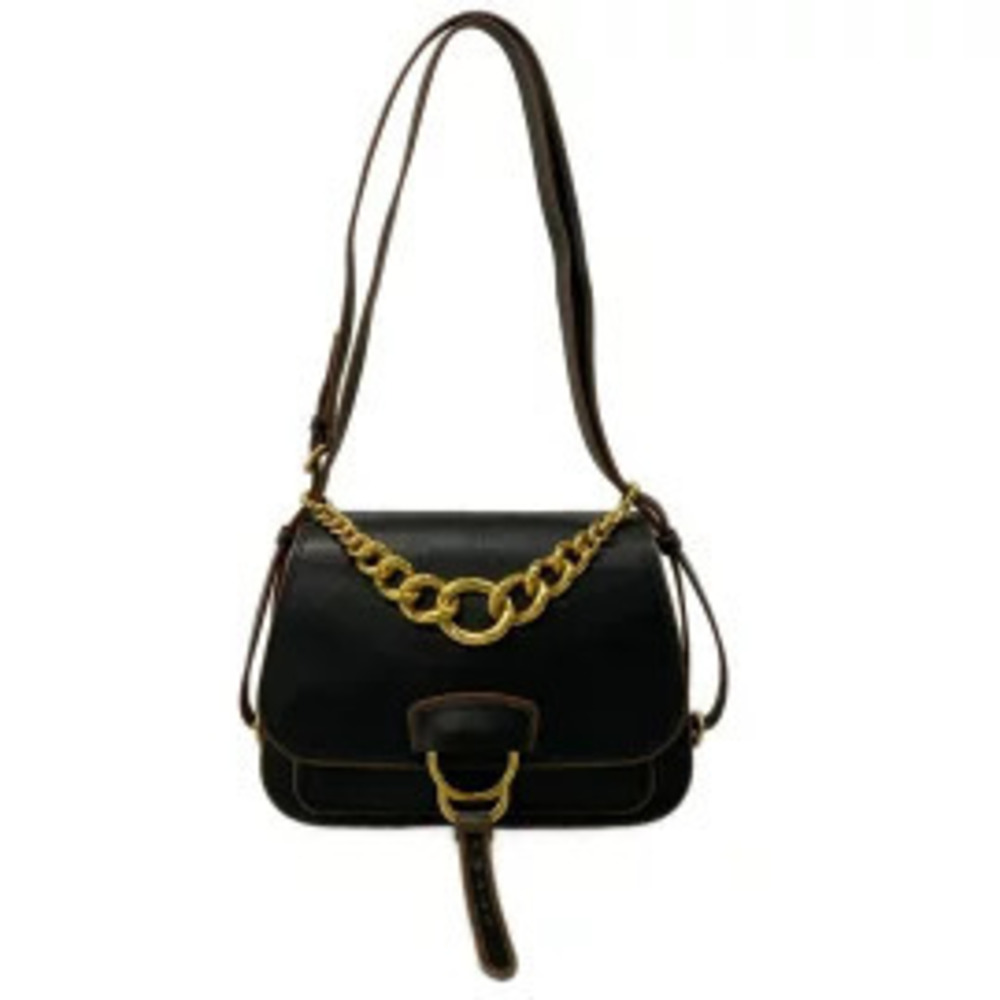 Miu Miu Dahlia Shoulder Bag Chain Handle Black Brown Leather